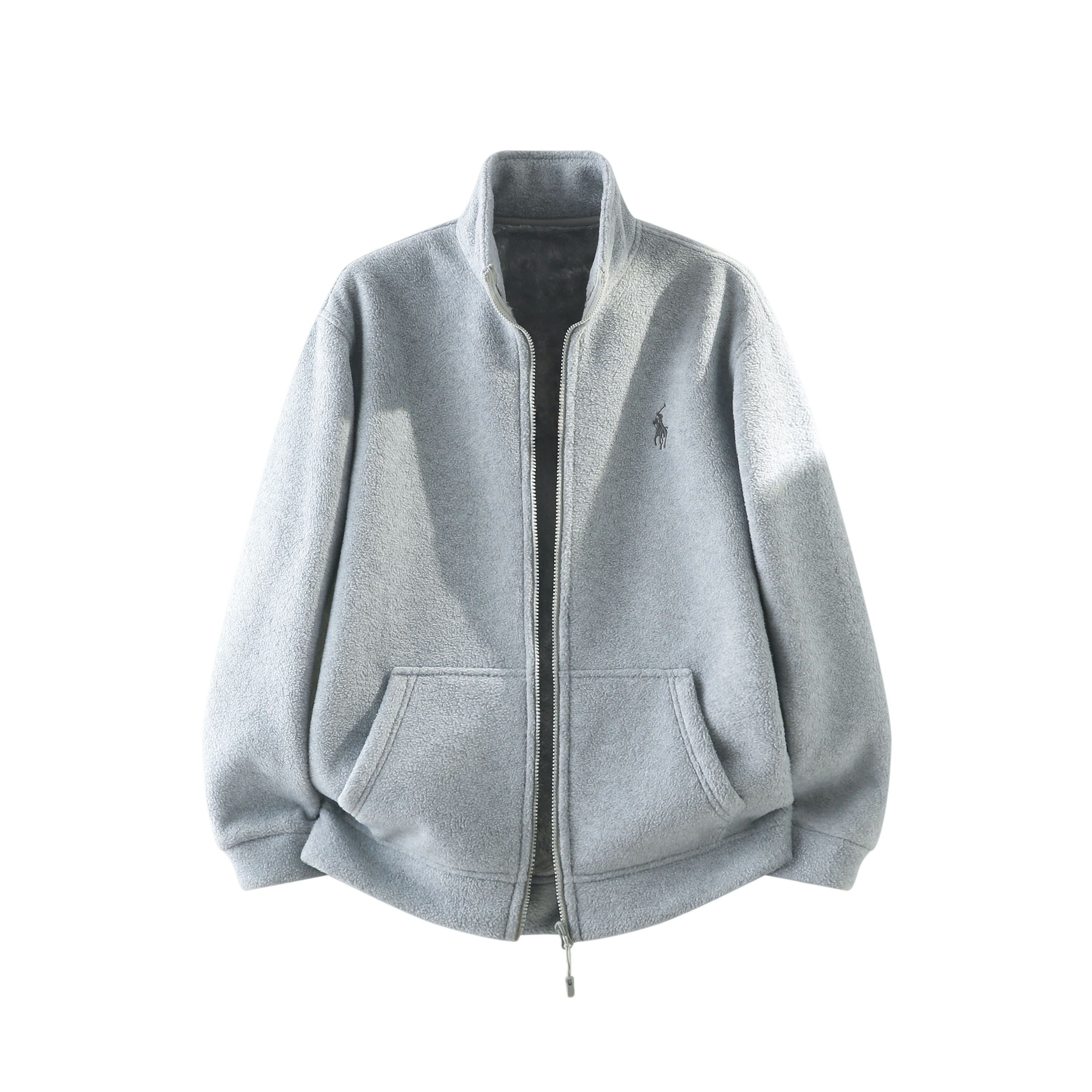 新款升级加绒加厚糯米绒立领开衫时尚休闲百搭潮流款男女同款卫衣