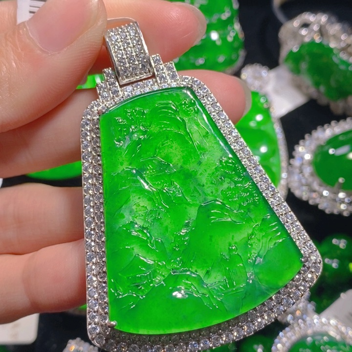 翡翠颈饰银S925镶嵌1111111