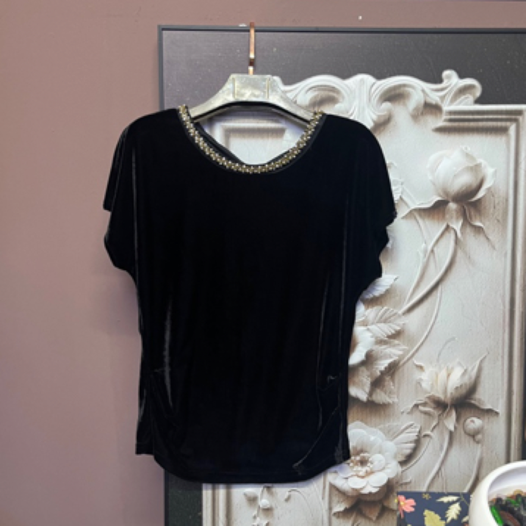 61012新款重工串珠短袖