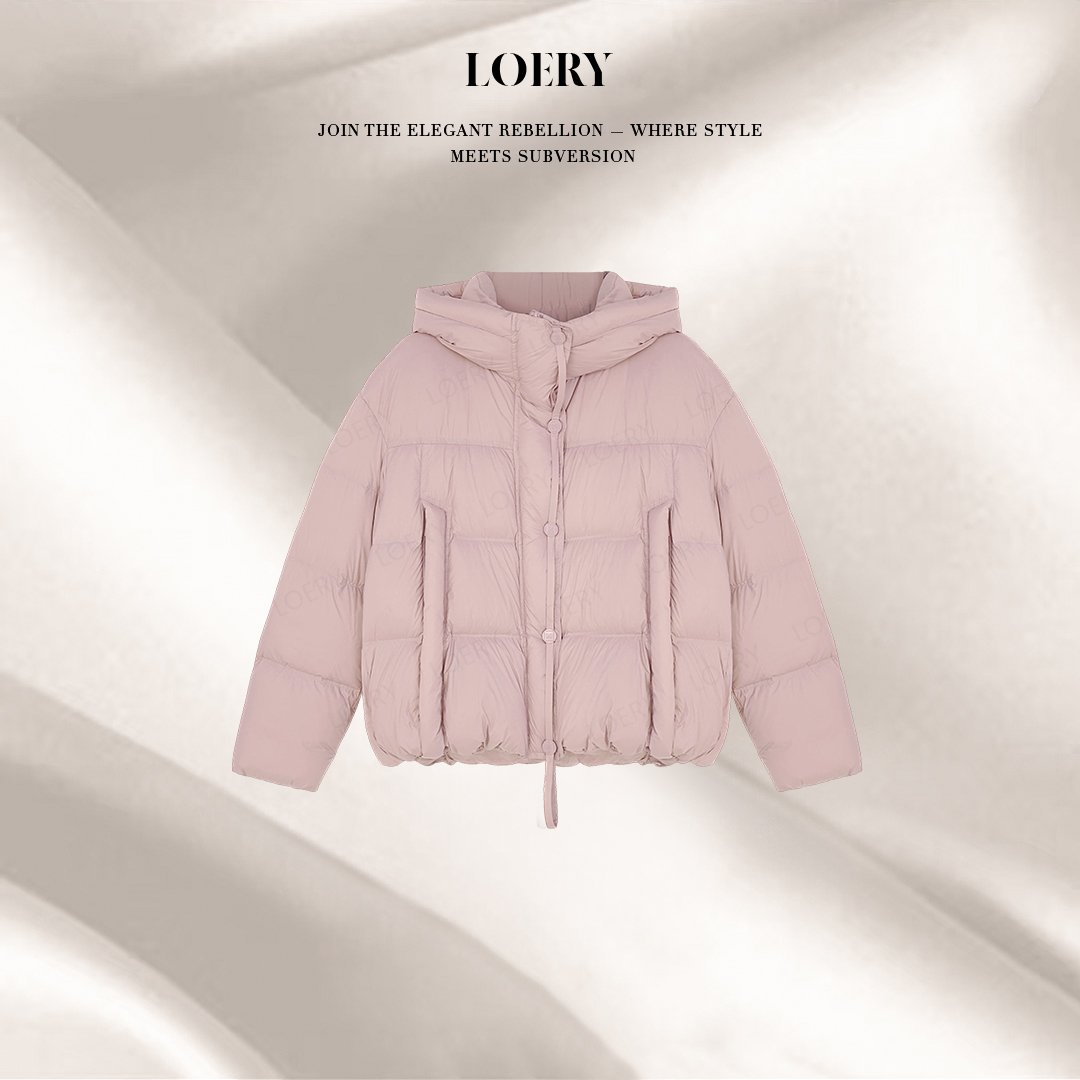 LOERY【至简轻奢编号53】泡芙连帽新国标90白鸭绒锁温羽绒服-12053