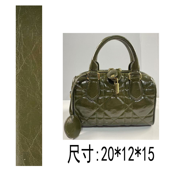 PG118 25新款波士顿保龄球油蜡头层牛皮手提斜跨包 苔藓绿