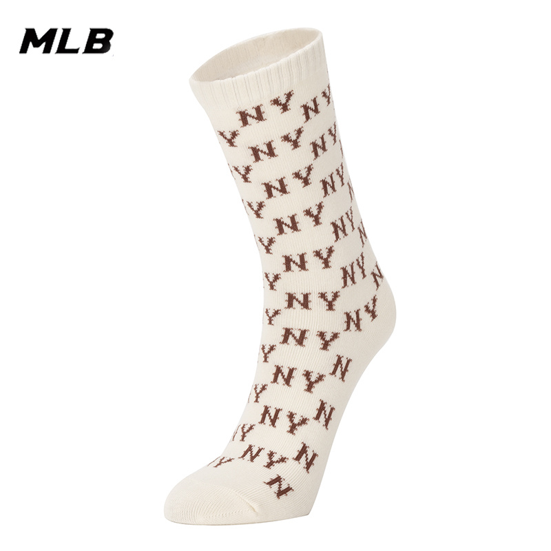 MLB男袜女袜新款老花系列复古高帮袜情侣袜子3ASOMM13N