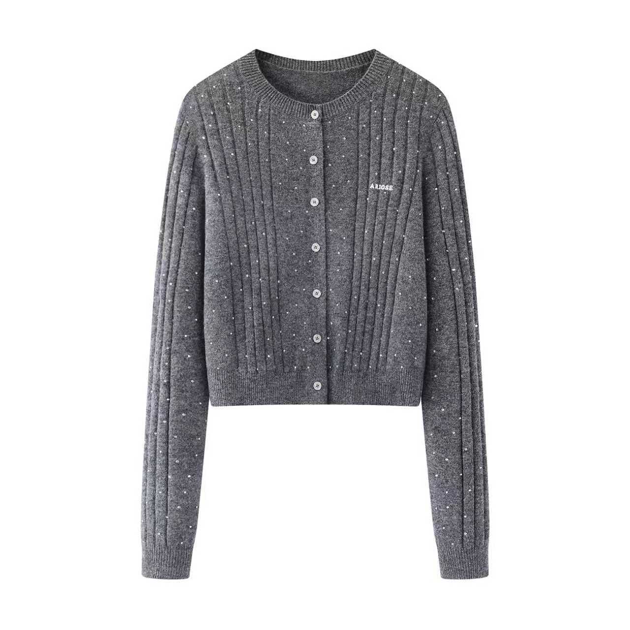 【艾家】小香风开衫针织衫女2026春季新款圆领长袖毛衣外套上衣1155