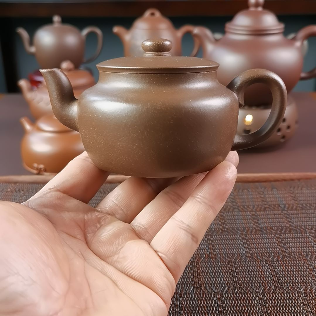 紫砂茶壶紫玉金砂平盖莲子200CC