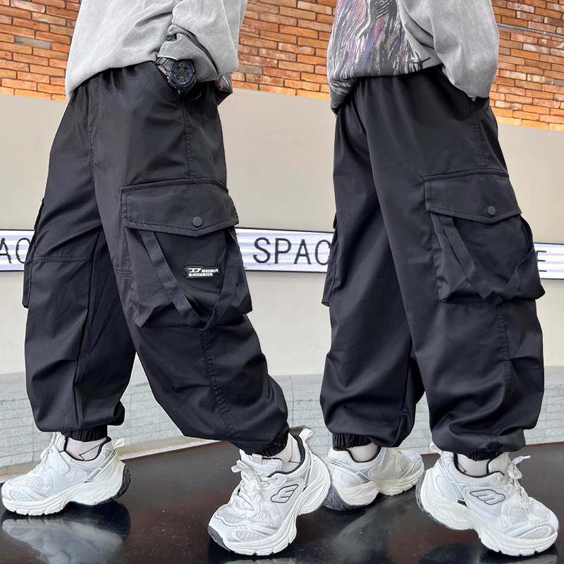 男童工装裤春秋款2025新款裤子中大小童男孩休闲长裤宽松