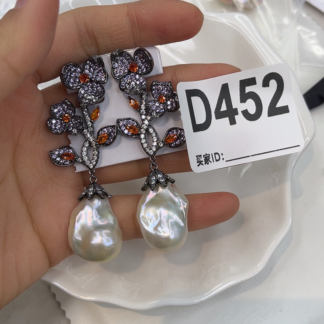 淡水珍珠耳饰合金