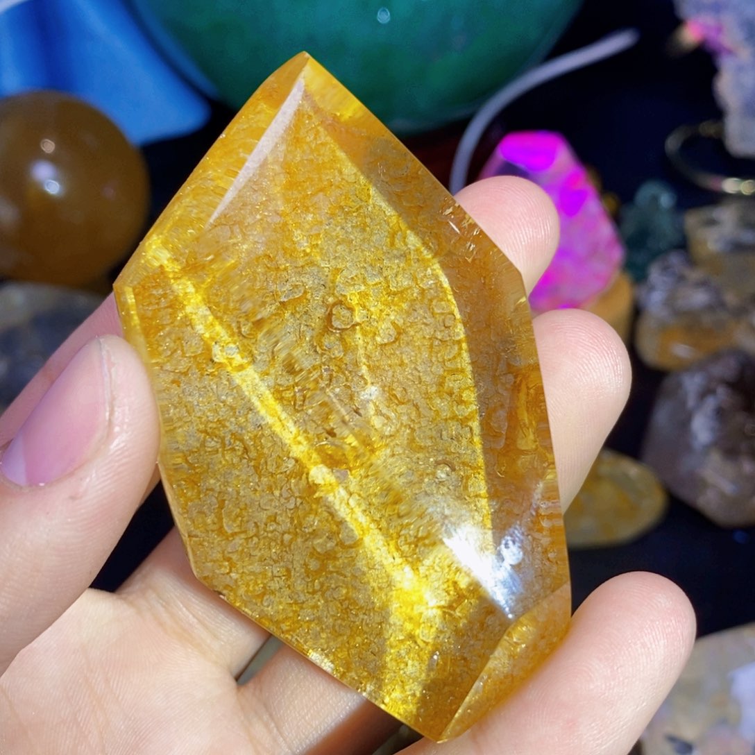 水晶天然黄礁花水晶随形未镶嵌