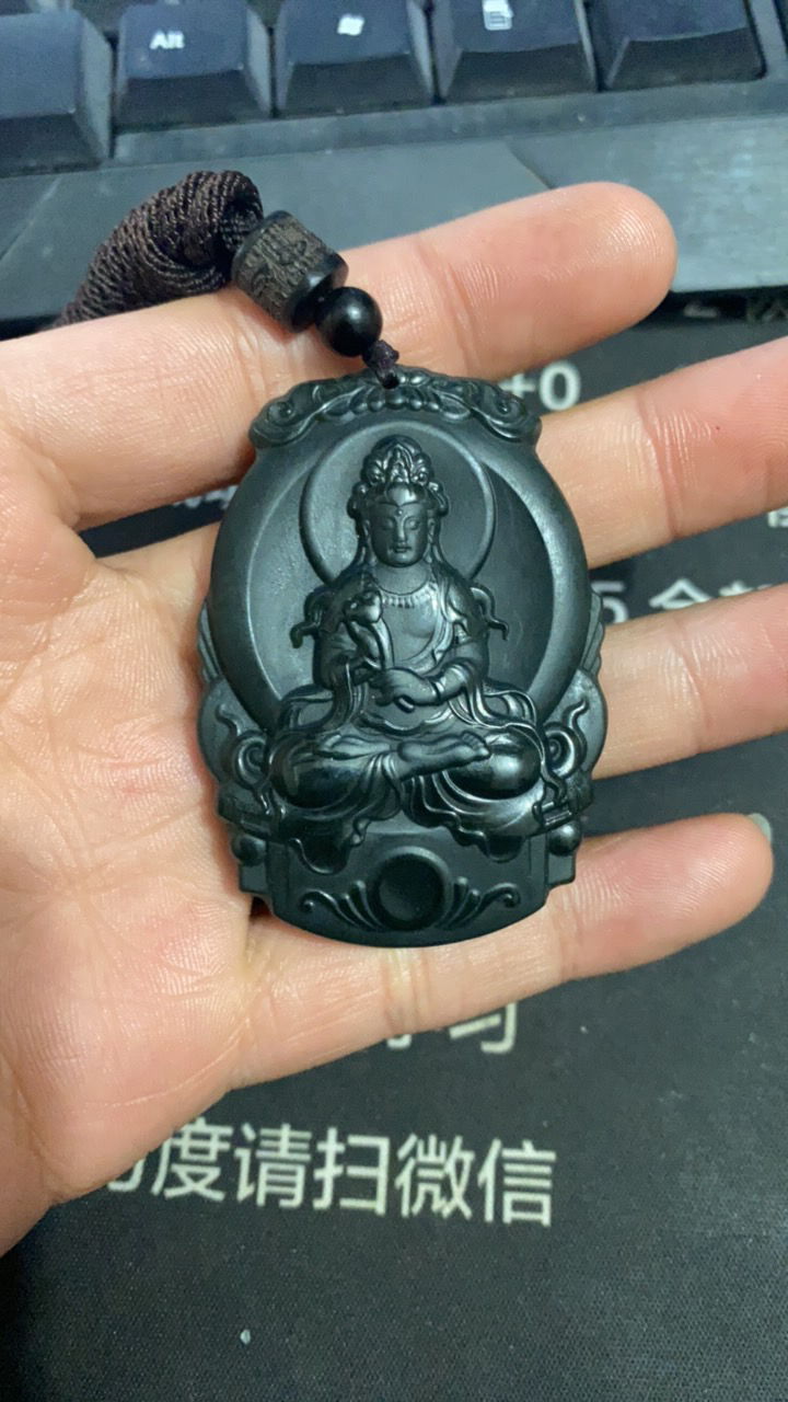 和田玉青玉观音牌