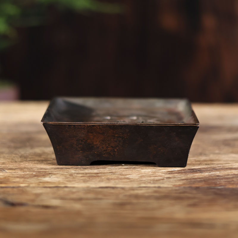 【铜拾社】光面錾刻博古壶承（春喜铜0088）竹石图