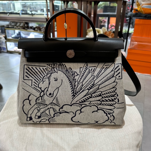 99新 Hermes/爱马仕 限量款帆布飞马herbag31 Y刻US512952