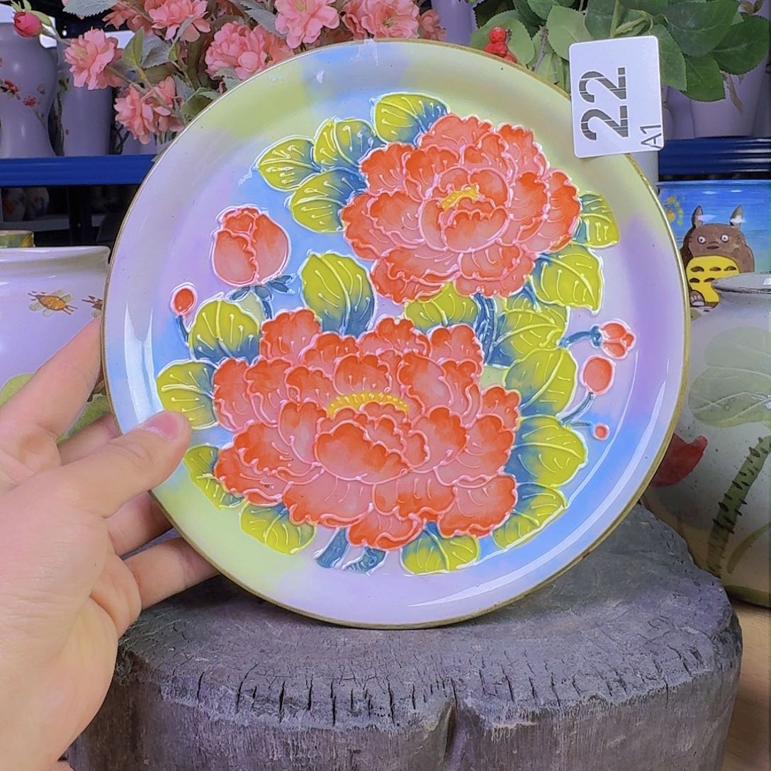22手绘法华彩盘子孤品