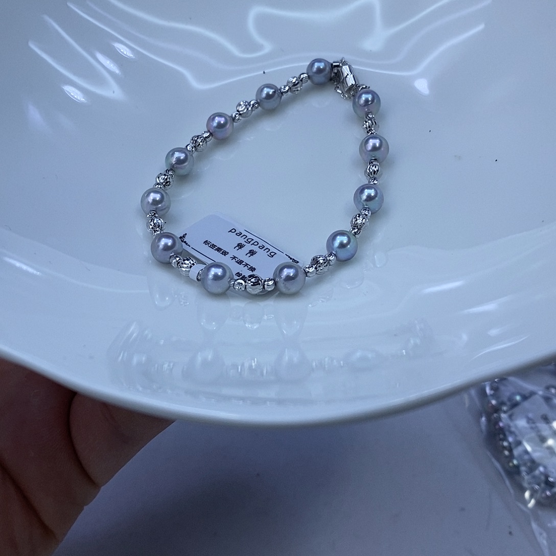 手绳银S925镶嵌海水珍珠