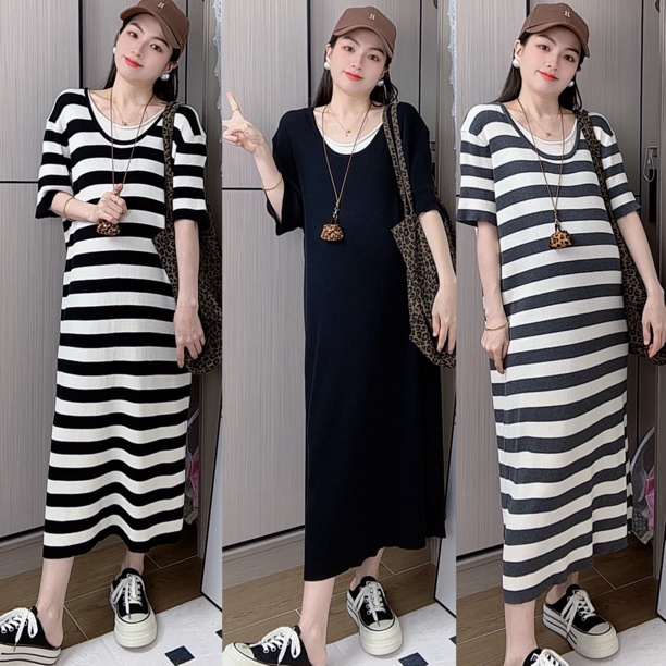 【八倍弹90-200斤】夏季新款孕妇连衣裙韩版宽松显瘦大码长裙