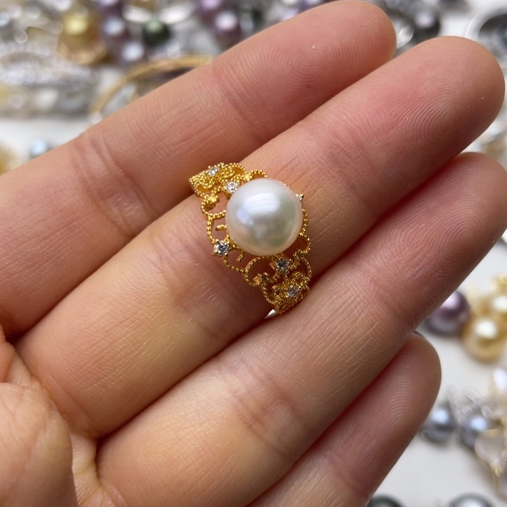 海水珍珠戒指银S925镶嵌