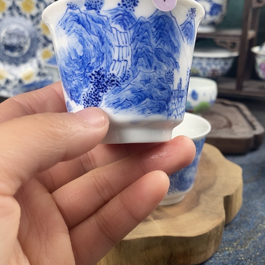 瓷片景德镇手绘青花茶器1