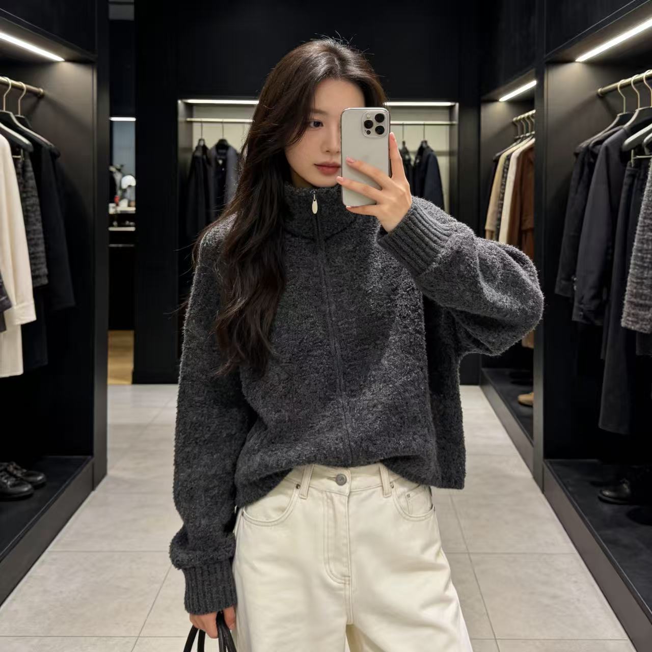 ZJ 胸124-200长55（部分无三标介意慎拍）圈圈纱针织外套上衣 4739