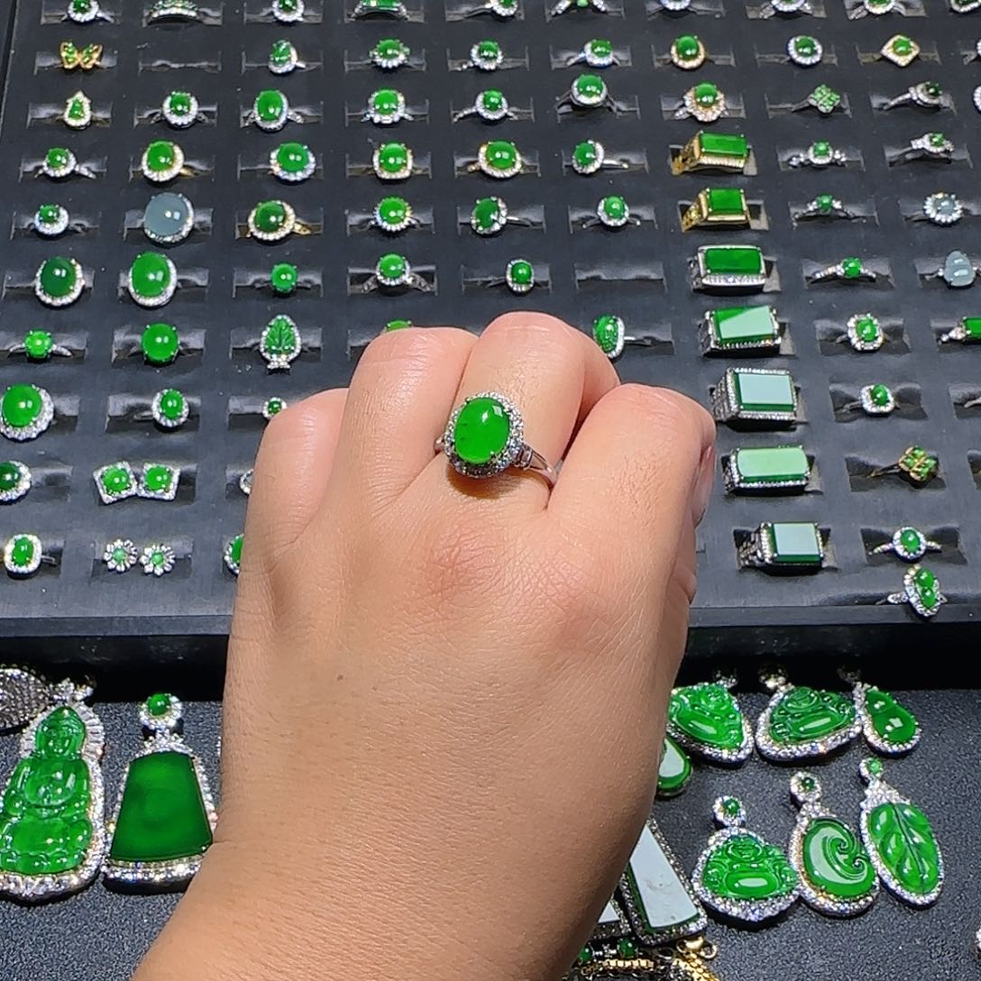 翡翠银S925镶嵌戒指