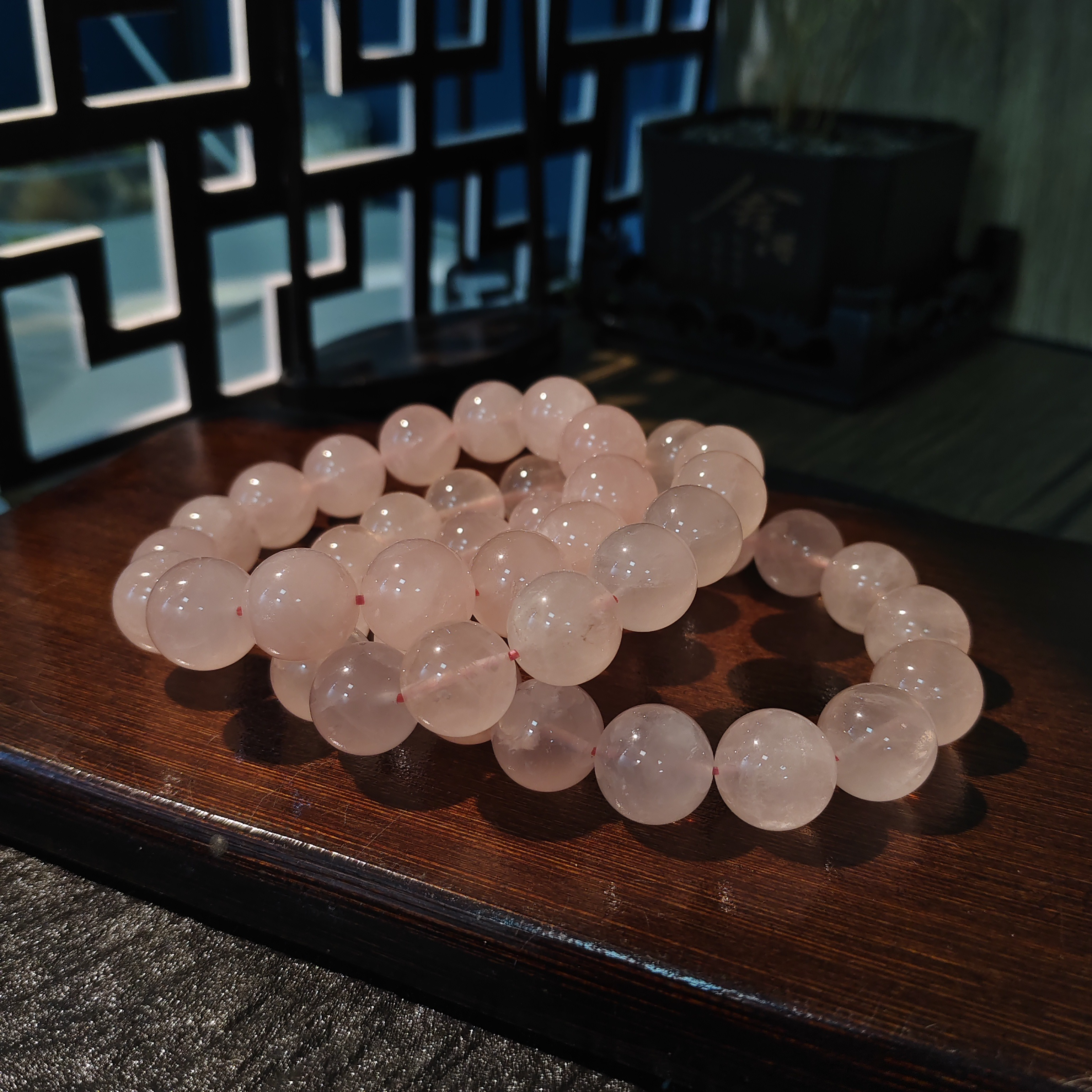 【书记甄选】天然粉水晶单圈手链 多样性发一件 约15mm 021CK