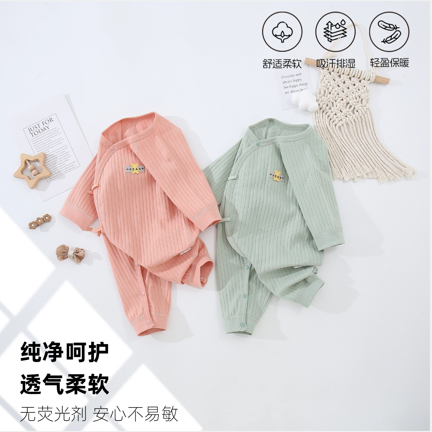 新生儿爬服哈衣春秋冬四季男女宝宝纯棉A类亲肤家居服婴儿蝴蝶衣