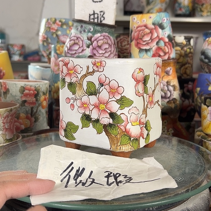 满38包邮 景德镇幸运花盆