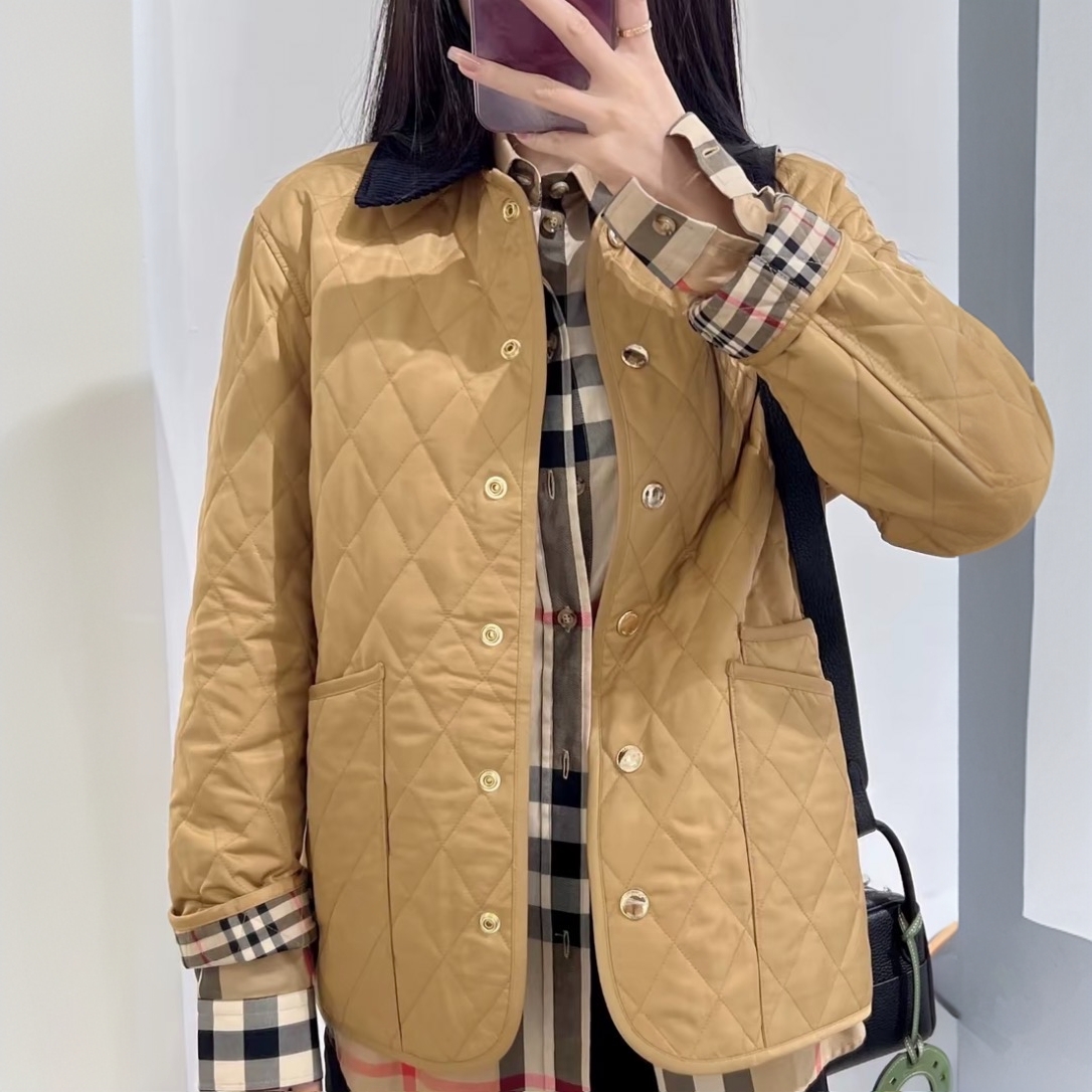 全新未使用 BURBERRY/博柏利 X13909 棕色棉服外套XXS码 带吊牌