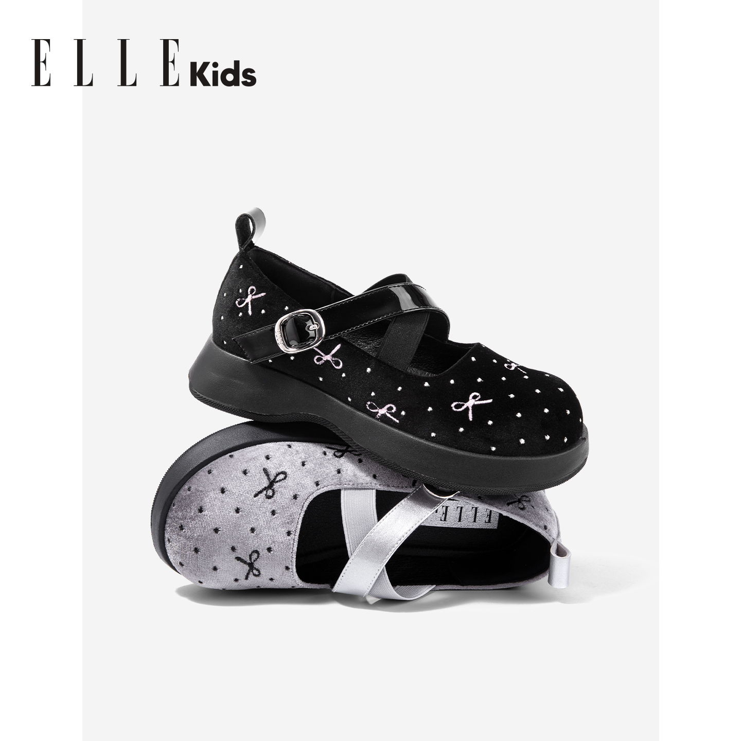 ELLE KIDS小女孩单鞋2025春秋新款魔术贴软底儿童鞋子女童小皮鞋