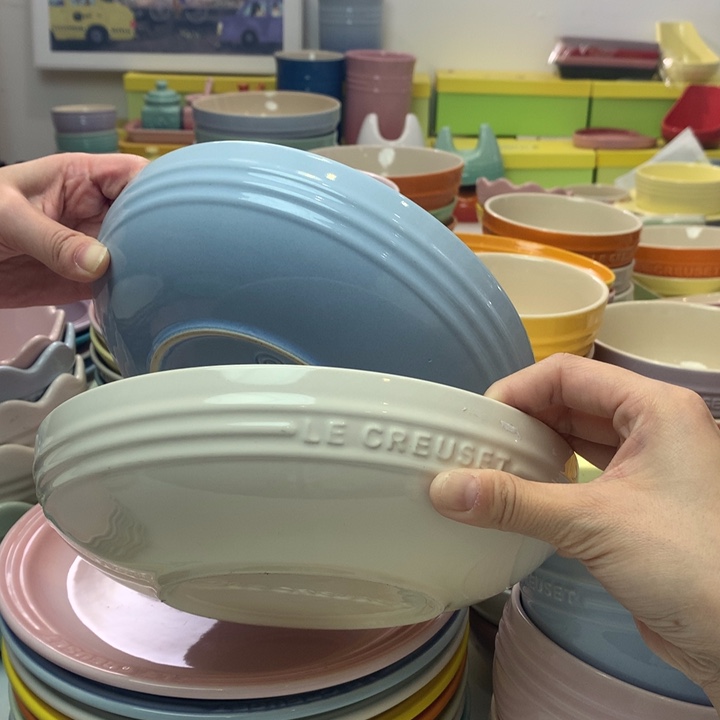 瓷片微瑕8英寸内外釉圆深盘2只