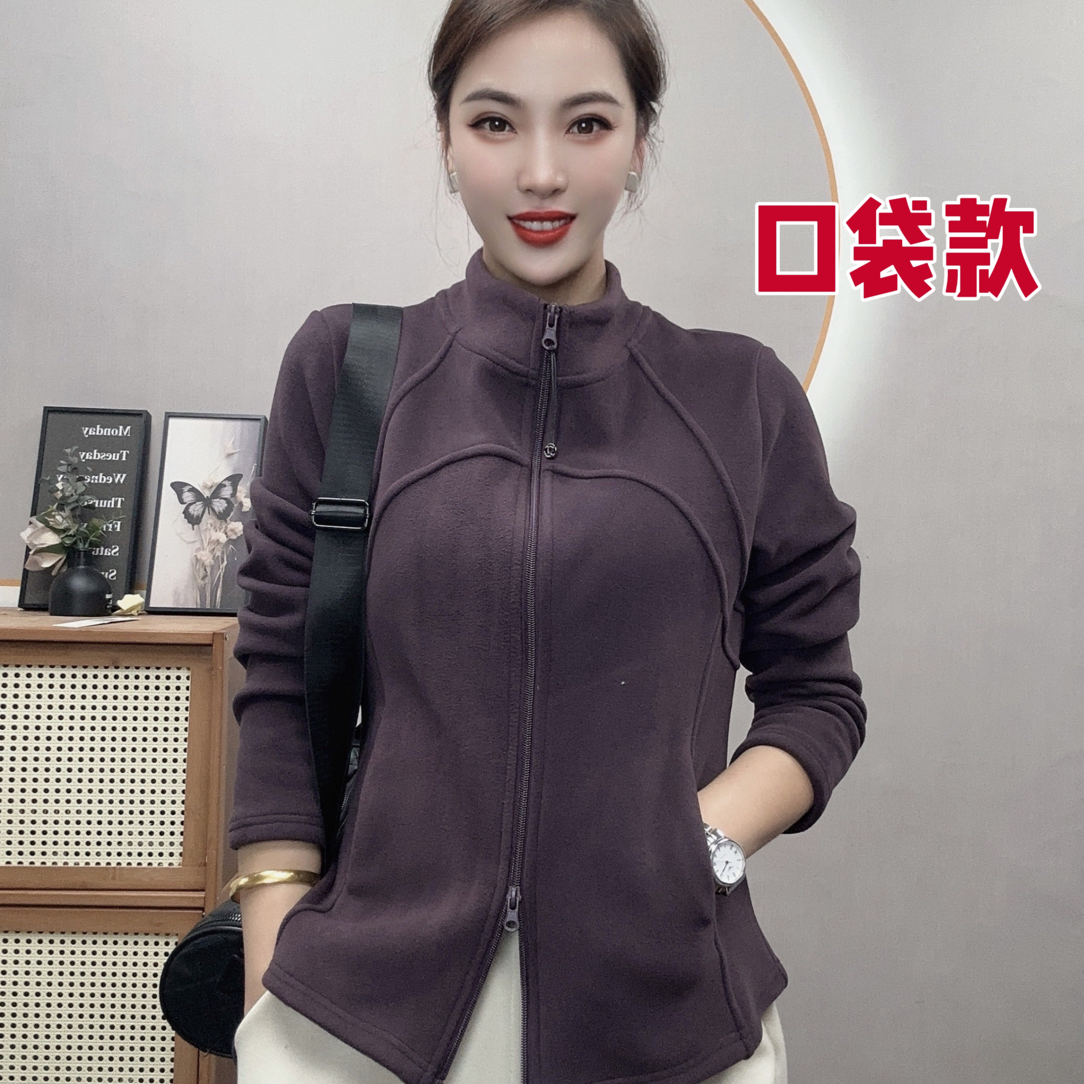 【鑫亚优选】秋冬新款加厚加绒双拉链小蛮腰外出新款外套25121