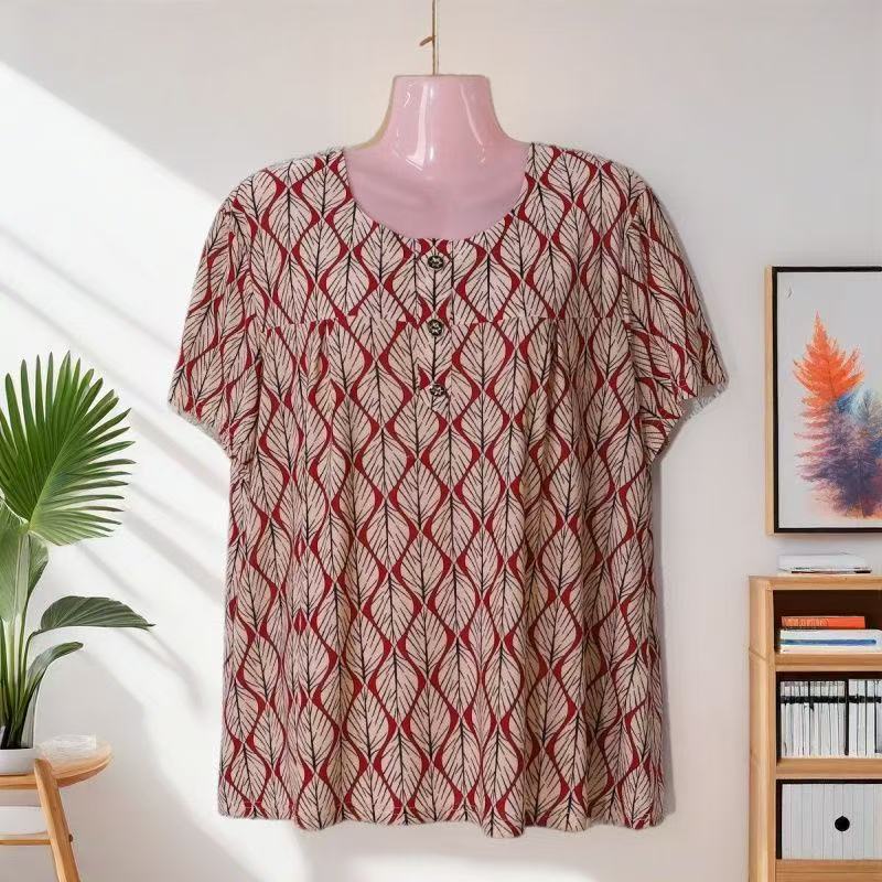 宽松短袖上衣休闲夏季印花大码百搭时尚套装套头女士休闲风