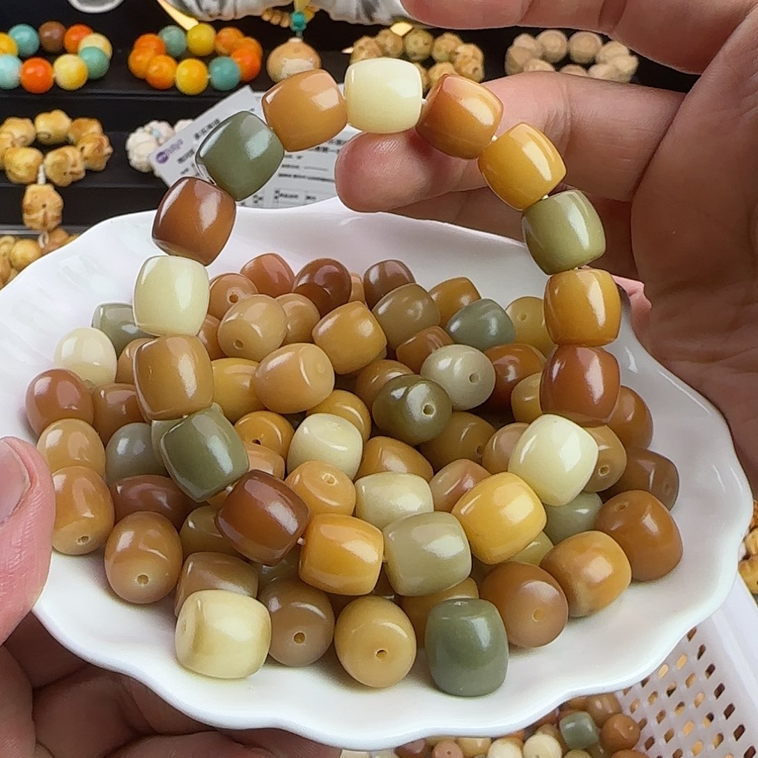 菩提根/象牙果吊坠卡12唐三彩鼓珠100颗➕20备珠