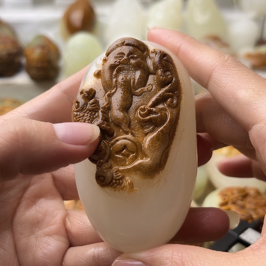 石材古青石不退换财神微瑕