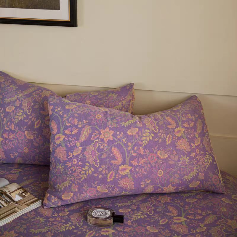 2025新款柔软吸汗透气印花加厚优肤棉成人双层纱枕套--【紫气东来】