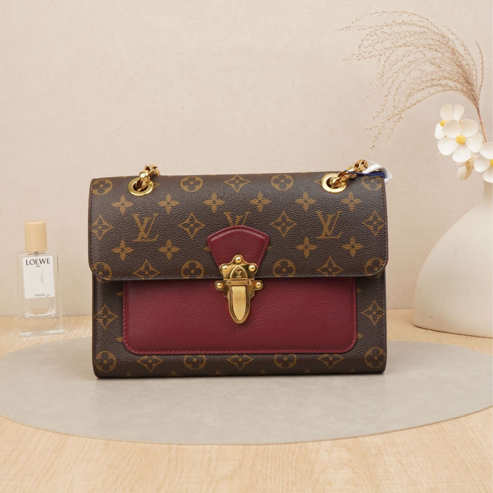 95新 LouisVuitton/路易威登 维多利亚紫红色拼皮/DS042539