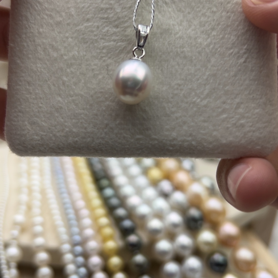 吊坠(不含链)银S925镶嵌海水珍珠9.4mm澳白吊坠