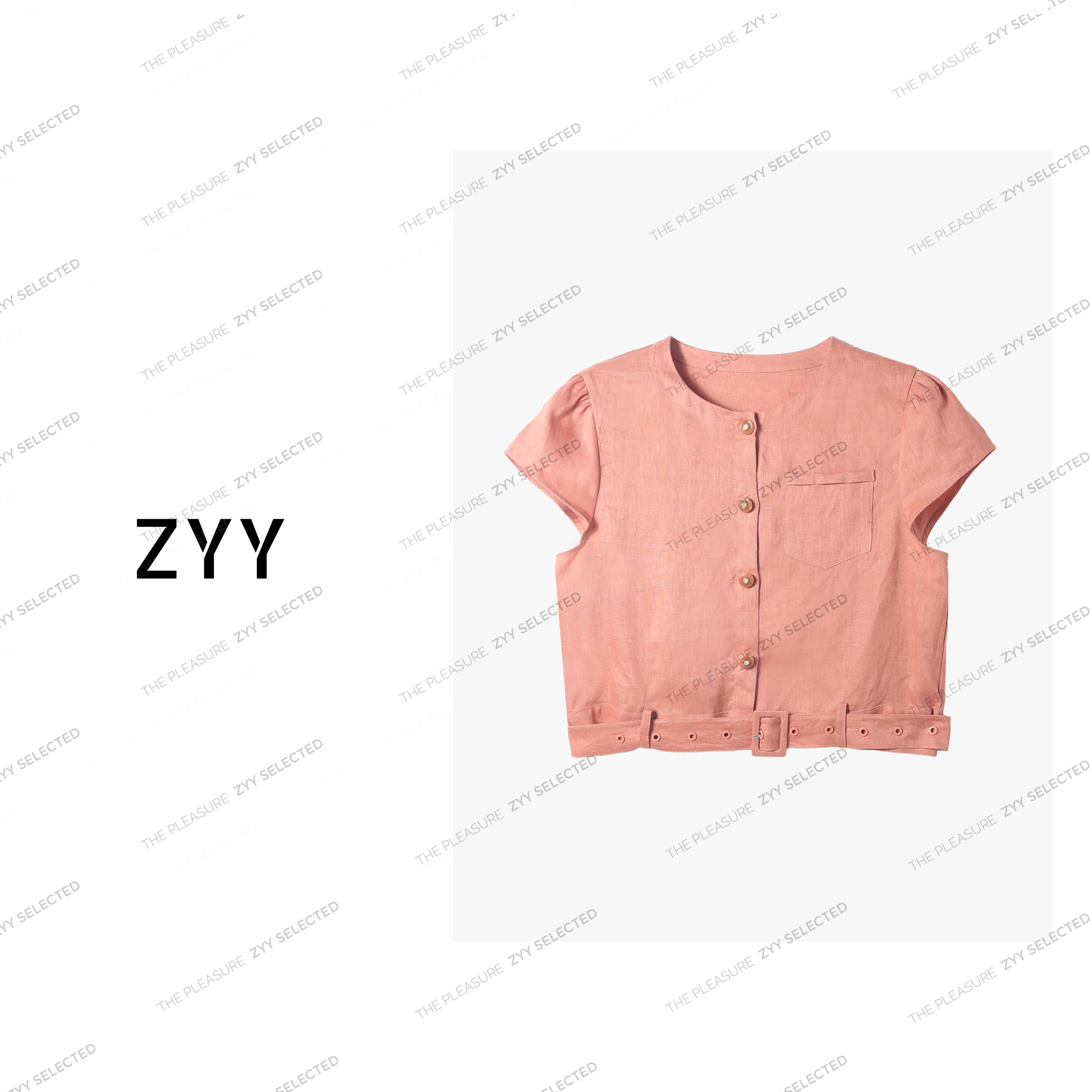 ZYY【记忆起点】2025S/S新品设计感复古减龄收腰短袖女X25XTX00479