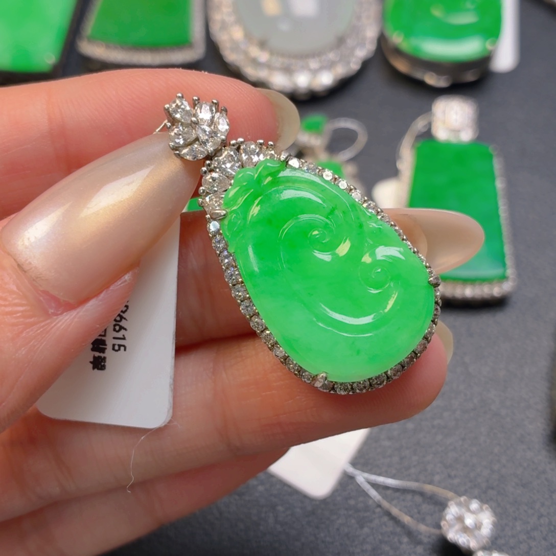 翡翠银S925镶嵌吊坠(不含链)