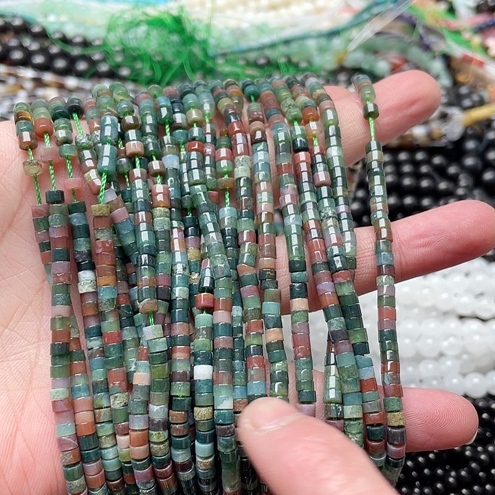 玛瑙/玉髓珠宝半成品未镶嵌一条4mm水草玛瑙隔片