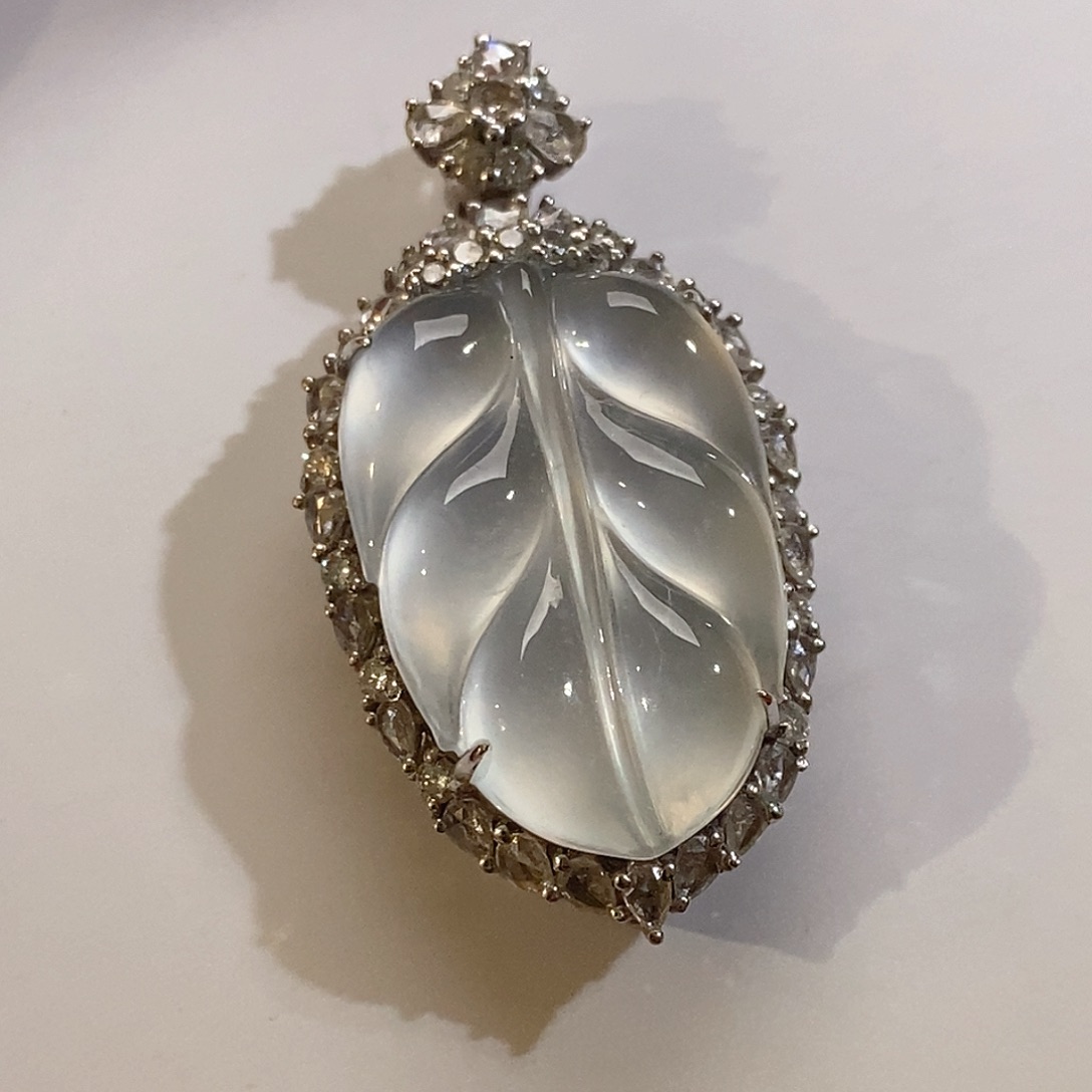 翡翠颈饰18K金镶嵌天然缅甸A货翡翠