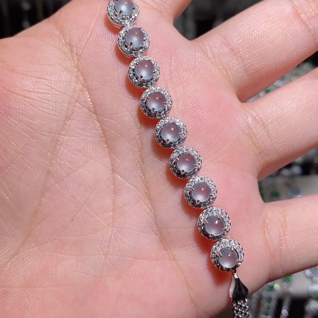 手链翡翠银S925镶嵌kjj j