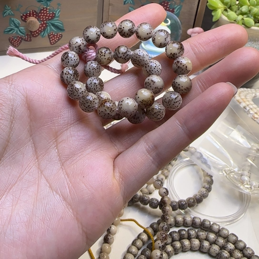 雨***潇吊坠星月菩提石玉全玉化火烧云大留白8圆珠