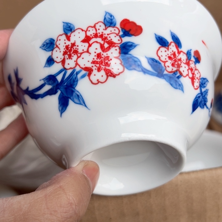 杯手绘五寸红叶陶瓷一个