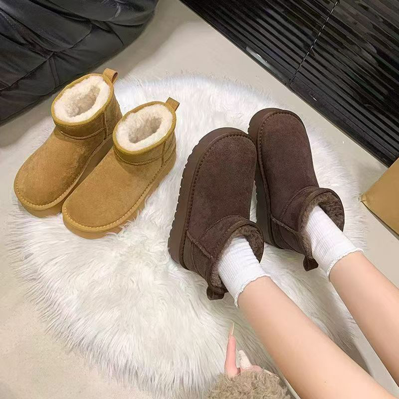 女鞋女款保暖平底时尚雪地靴低帮多色女式增高雪地靴
