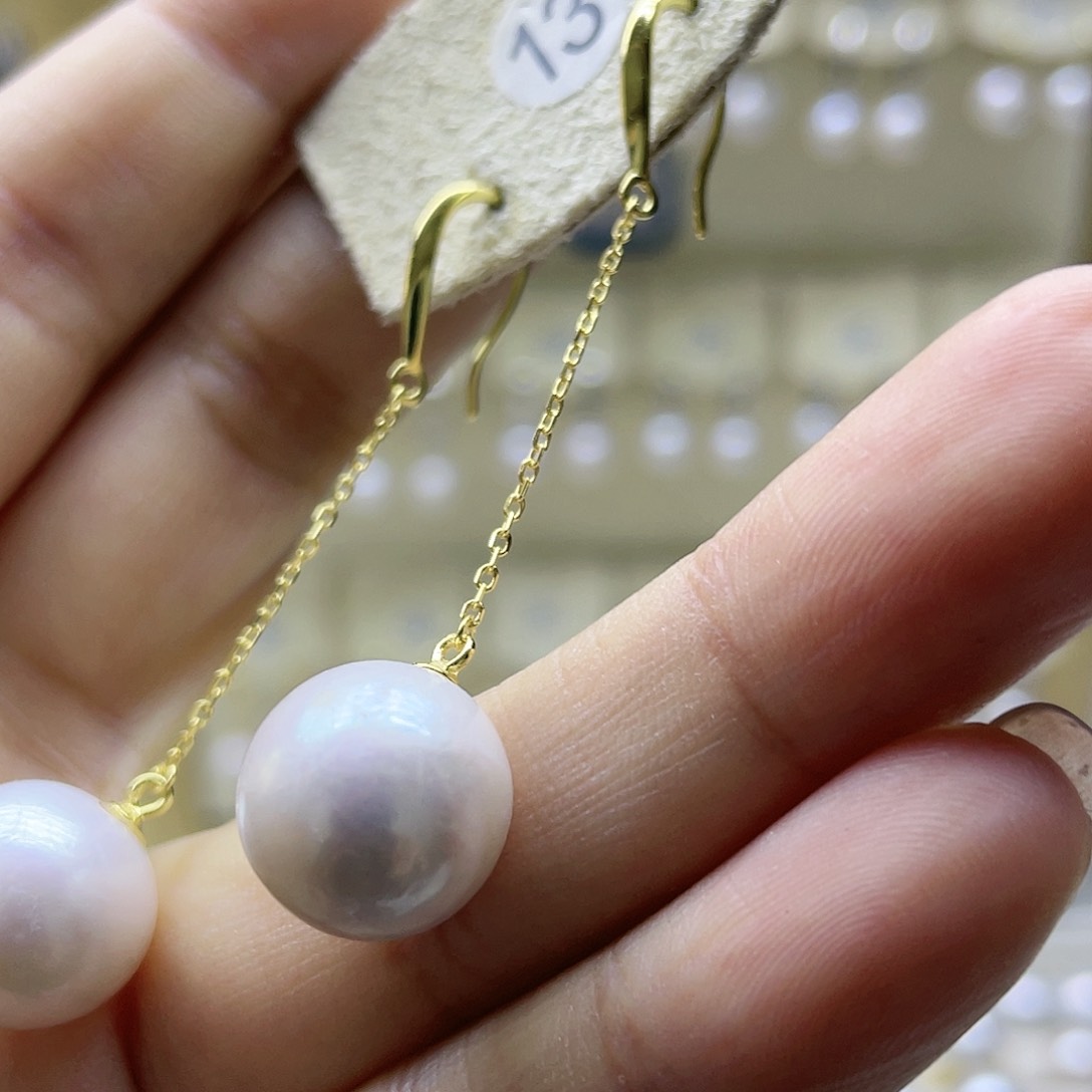 淡水珍珠耳饰银S925镶嵌