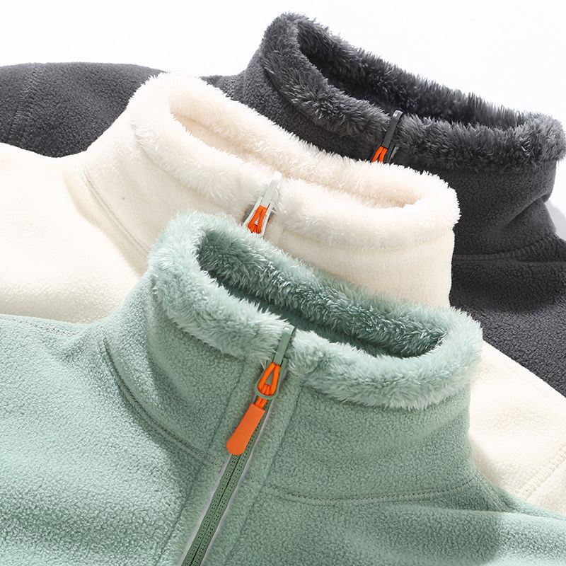 摇粒绒外套女抓绒衣男女双面可穿珊瑚绒秋冬加厚保暖防风加绒外套