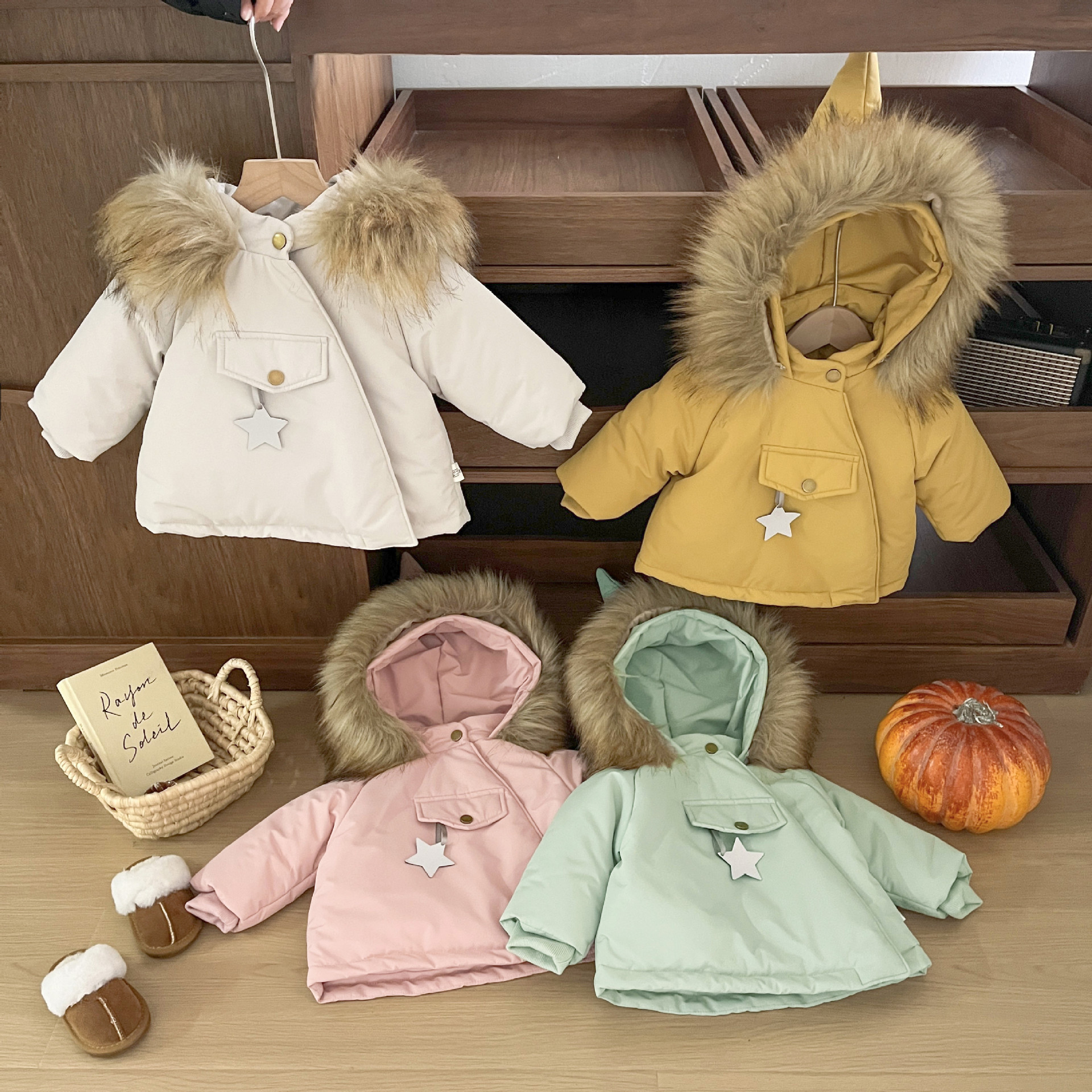 冬季夹棉加厚精灵帽服外套保暖冬装棉袄126