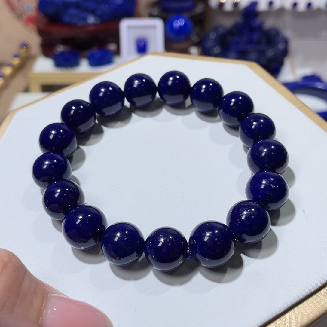 青金石未镶嵌高品黑加仑单圈手串12mm