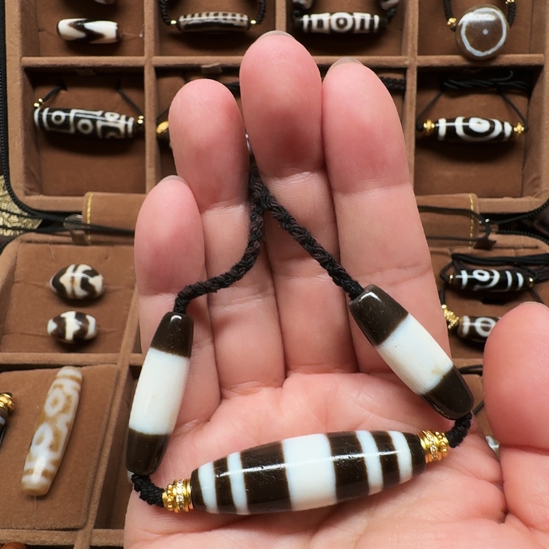 玛瑙/玉髓足银镀金镶嵌特殊设计款纯感极致黑白系线珠套装