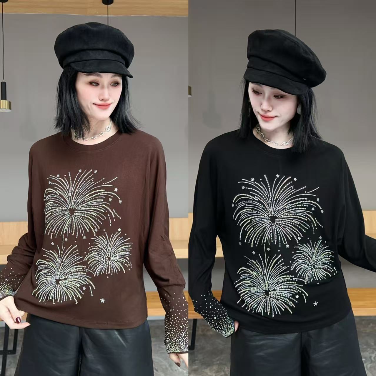  【YJ·原创】2025冬季新款宽松百搭显瘦加厚高弹打底衫卫衣女YY3712