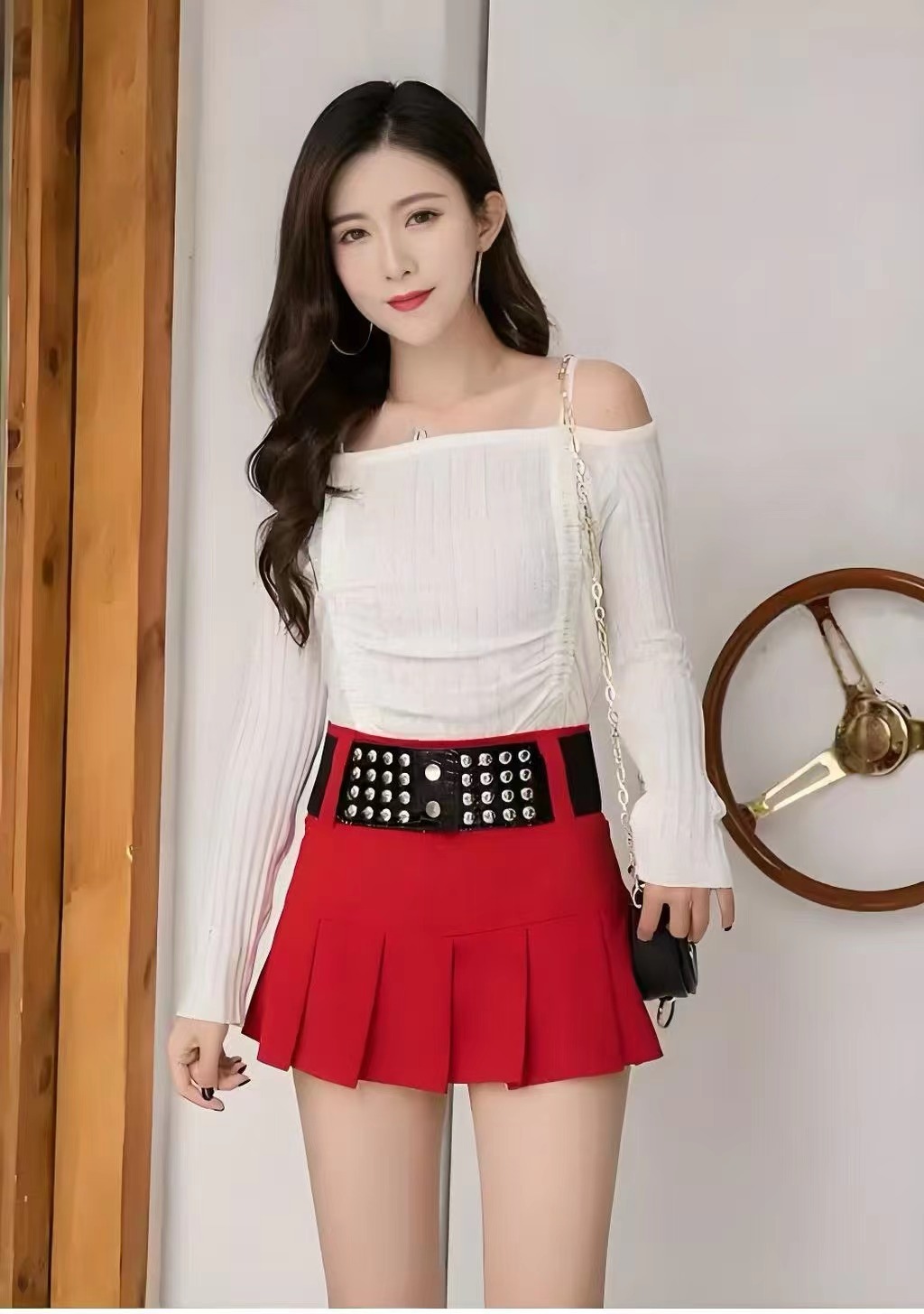 气质超短裙包臀红色韩版时尚高腰【非图片款】