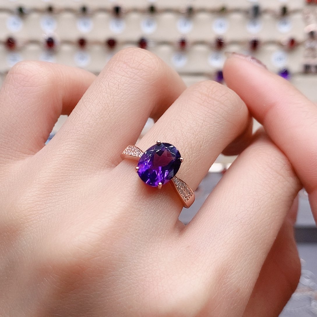 水晶戒指银S925镶嵌戒指